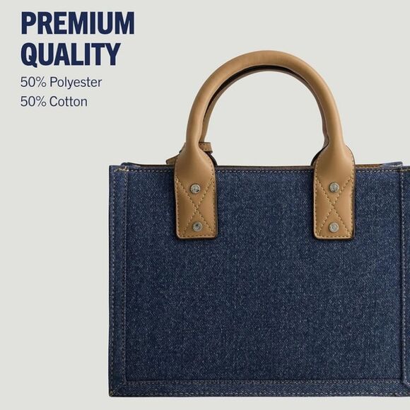 True Religion Quilted Horseshoe Modern Denim Tote Bag - Picture 6 of 16